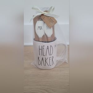 Rae Dunn "HEAD BAKER" Ceramic Mug With Mini White Spatulas